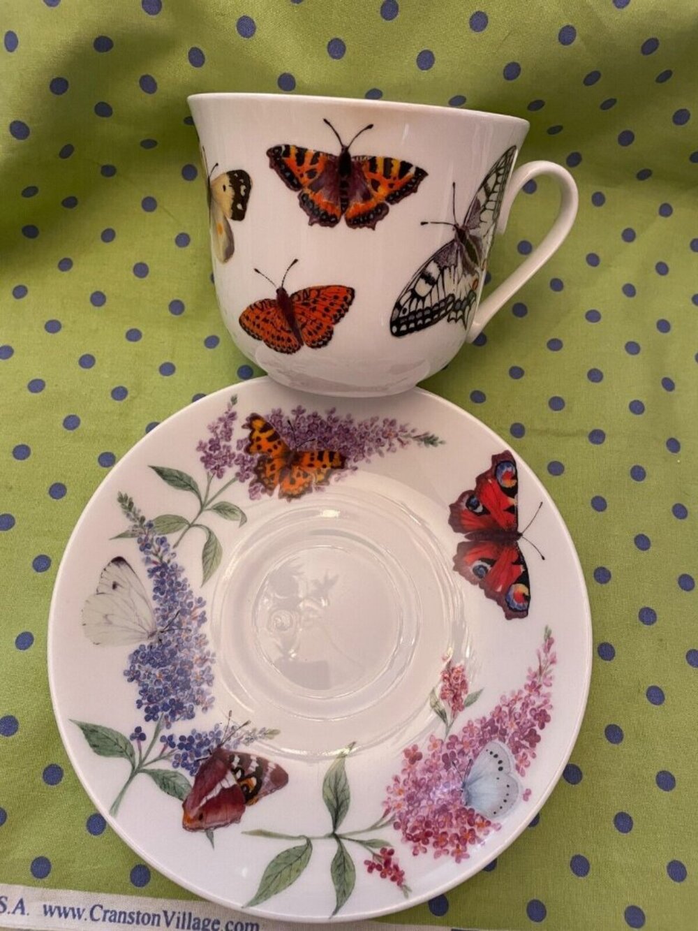 Roy Kirkham Butterfly Garden Oversized Cup & Saucer Set 16 oz England